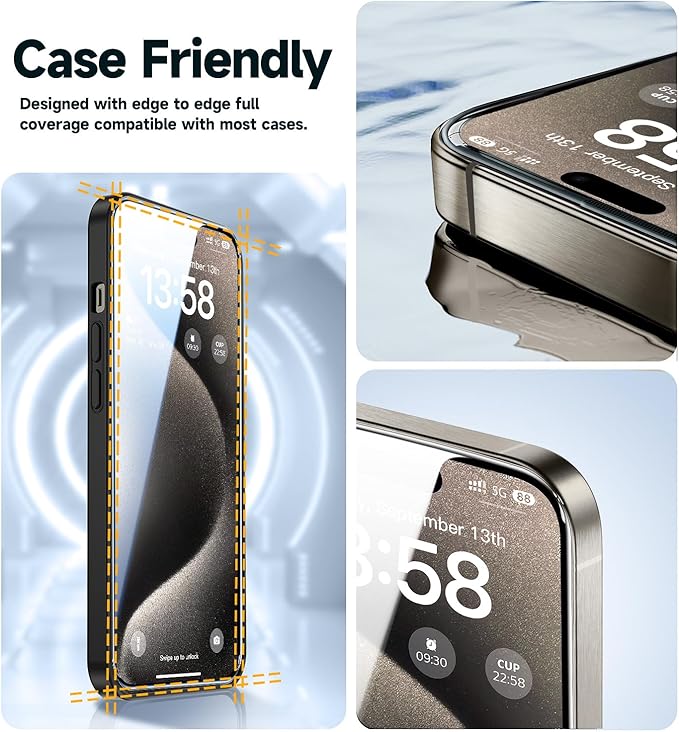 iPhone 15 Pro (2 Pack) Magic Box Tempered Glass Screen Protector