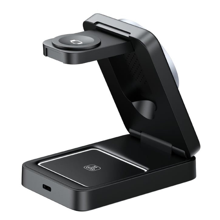 Havit 3-in-1 Wireless Charger 15W – Qi Fast Charge for Smartphones, Smartwatches & Earbuds with Alarm