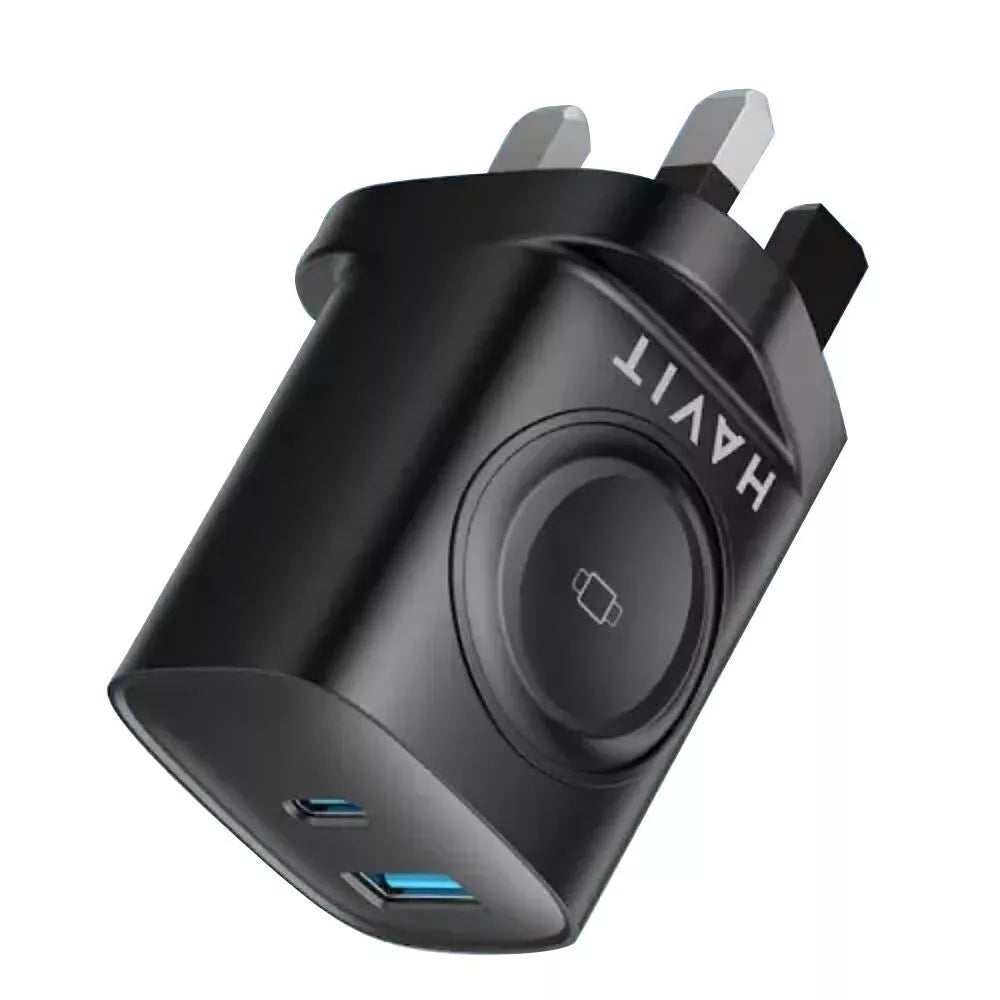 Havit 22W Fast Charger UK – Dual USB Ports + Magnetic Apple Watch Dock
