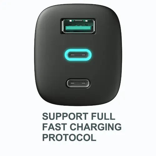 Havit 65W USB-C Fast Charger – PD GaN 3-Port Wall Adapter for Laptop, Phone & Tablet