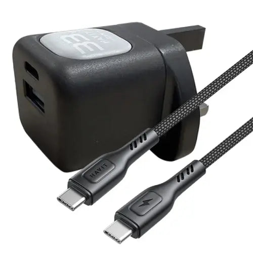 Havit 33W GaN Travel Charger – USB-C PD Fast Charging with USB-C Cable