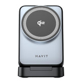 Havit 3-in-1 Wireless Charger 15W – Qi Fast Charge for Smartphones, Smartwatches & Earbuds with Alarm